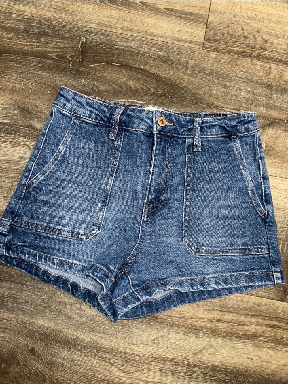 Regeneration by Celebrity Pink  High-Rise Jean Carpenter Shorts, sz 7/28